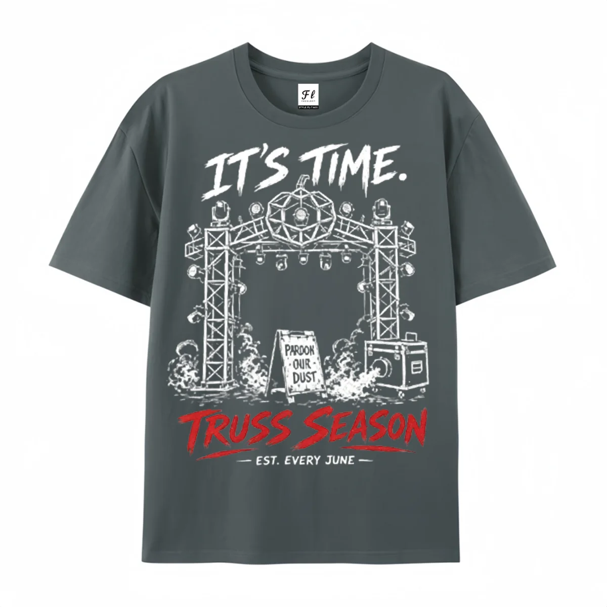 Truss Season Music Festival Graphic T-Shirt for Men Vintage Stage Line Art Print Short Sleeve Tee Casual Loose Fit Tops Wear