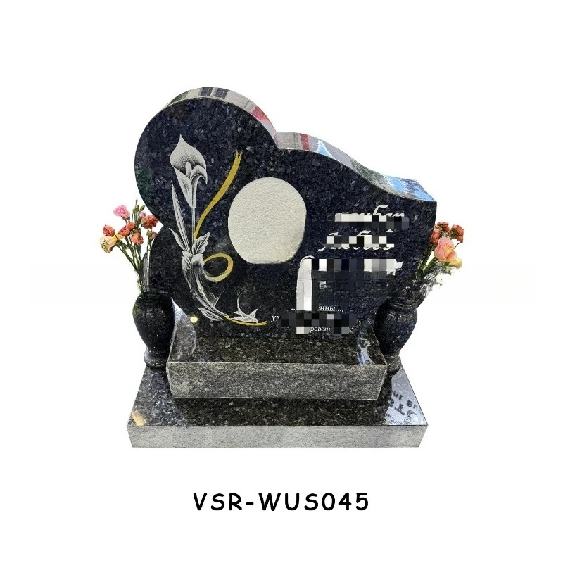Natural granite book tombstone with angel statue