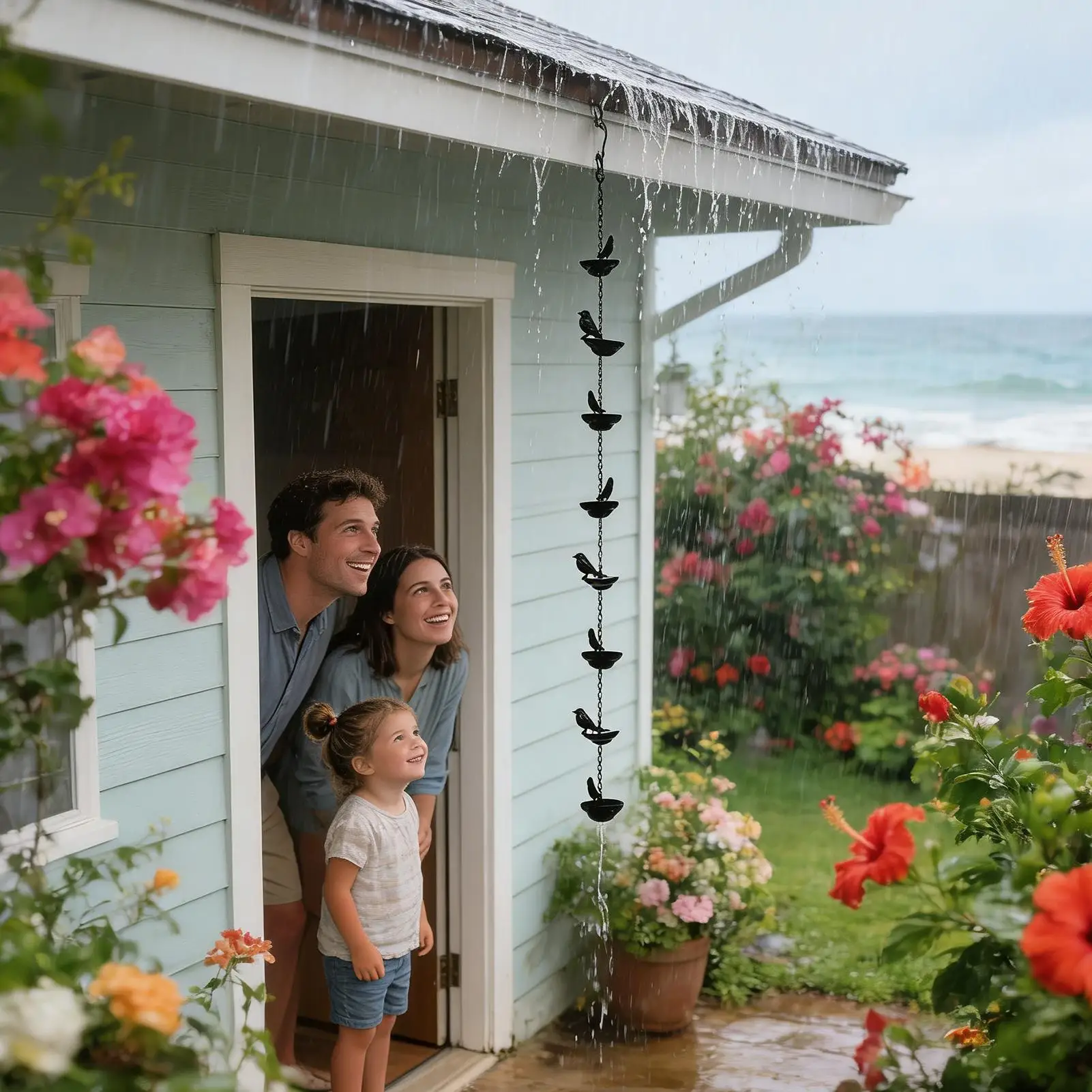Rain Chains For Outside Bird Theme Replacement 8-Cup Downspout Alternative Rain Chain For Garden Yard Backyard Courtyard