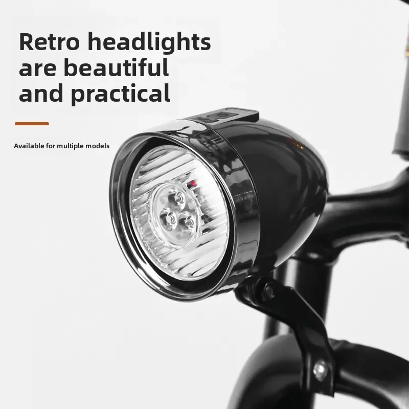 Bike Headlights Mountain Bike USB Charging Retro Headlights 3LED Riding Lights Headlights Riding Gear
