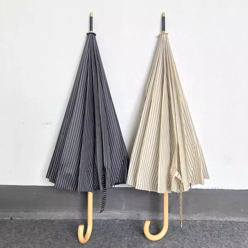 

Minimalist Umbrella with Long Straight Cane Handle, Semi-Auto Open, Windproof, Compact, Elegant Fashion Men Women