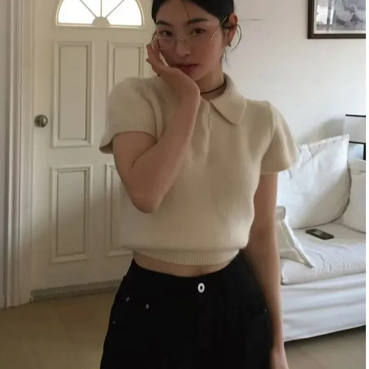 เสื้อสเวตเตอร์ถักนิตติ้งผู้หญิง สไตล์ลำลอง แฟชั่นหวาน น่ารัก สีพื้น เรียบง่าย เหมาะสำหรับใส่ไปทำงาน อายุ 8-24 ปี