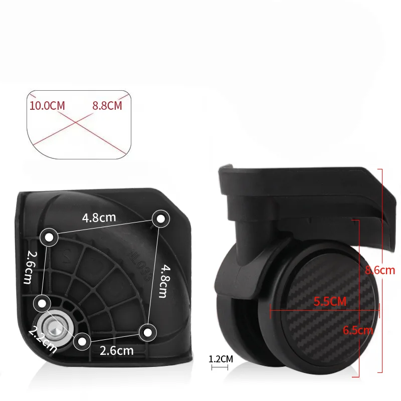 2/4 عجلات مناسبة لـ Baixiang NL033 عجلات عالمية ملحقات الأمتعة عجلات لاستبدال قطع الغيار كتم الصوت #2