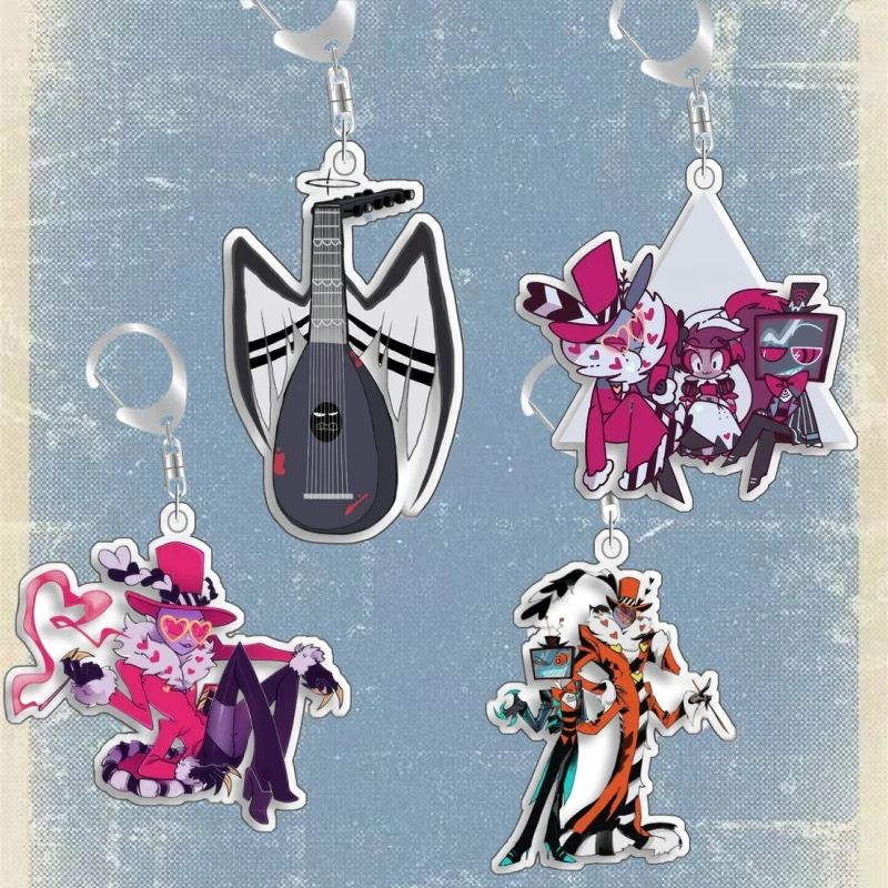 Hazbin Hotel Alastor Vox Angel Dust Niffty Homemade Acrylic Keychain Pendant Bag Charms Game Anime Collection Toy Gift 5cm