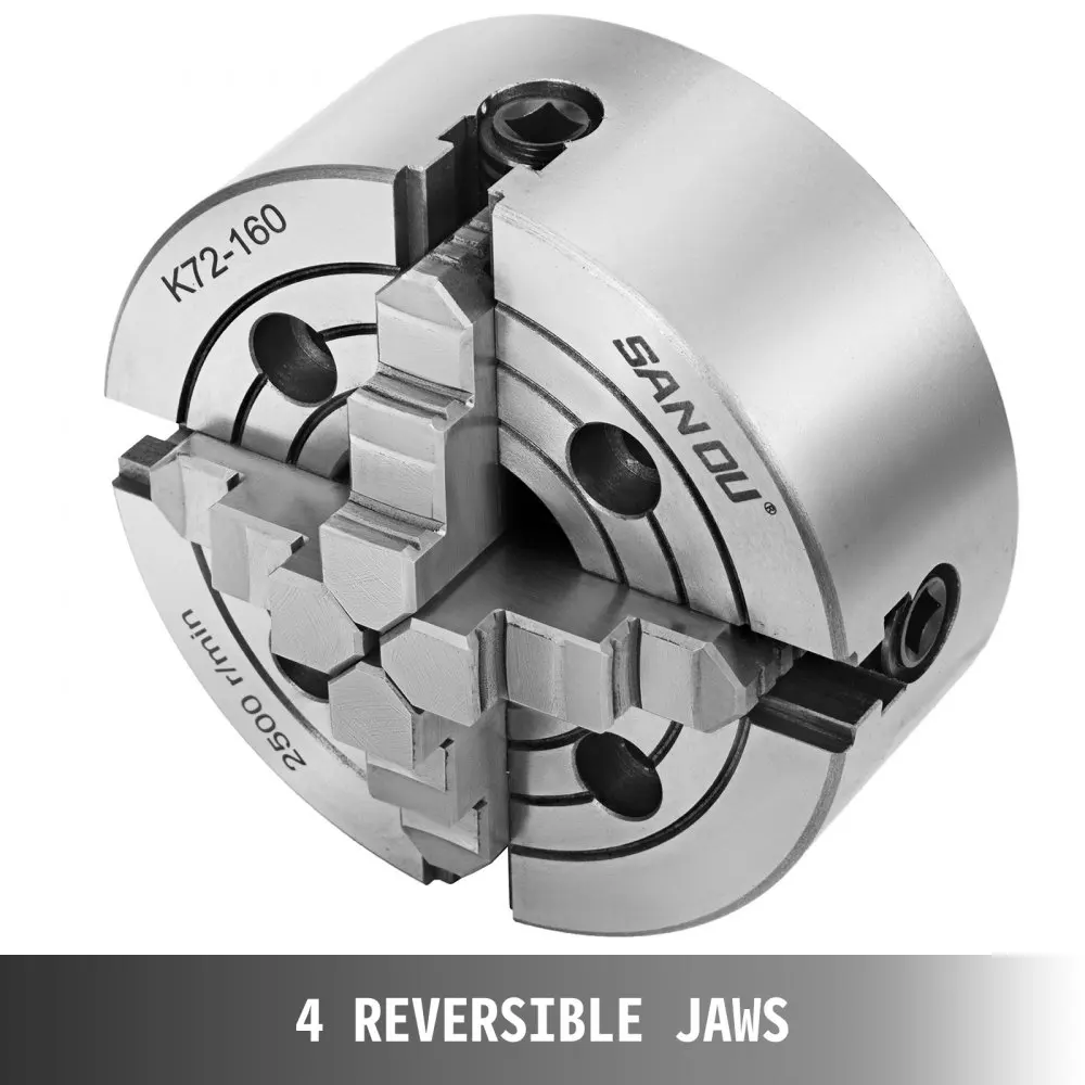 K72-160 6Inch Reversible Jaw Front Mount Scroll Independent Chuck Metal Lathe Chuck Turning Machine Accessories