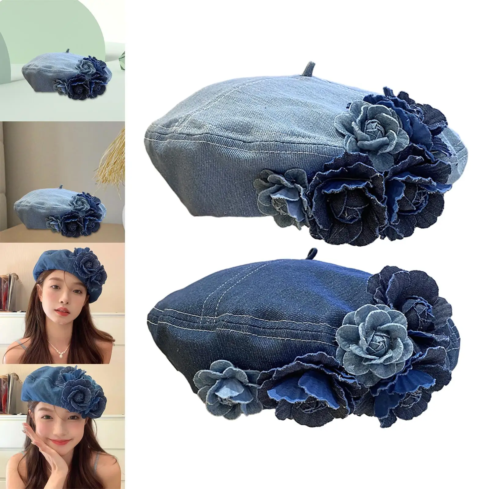 Women Beret Hat Fashion Decorations Casual Gift Headwear Costume Hat Painter Hat for Festival Summer Birthday Traveling Vacation