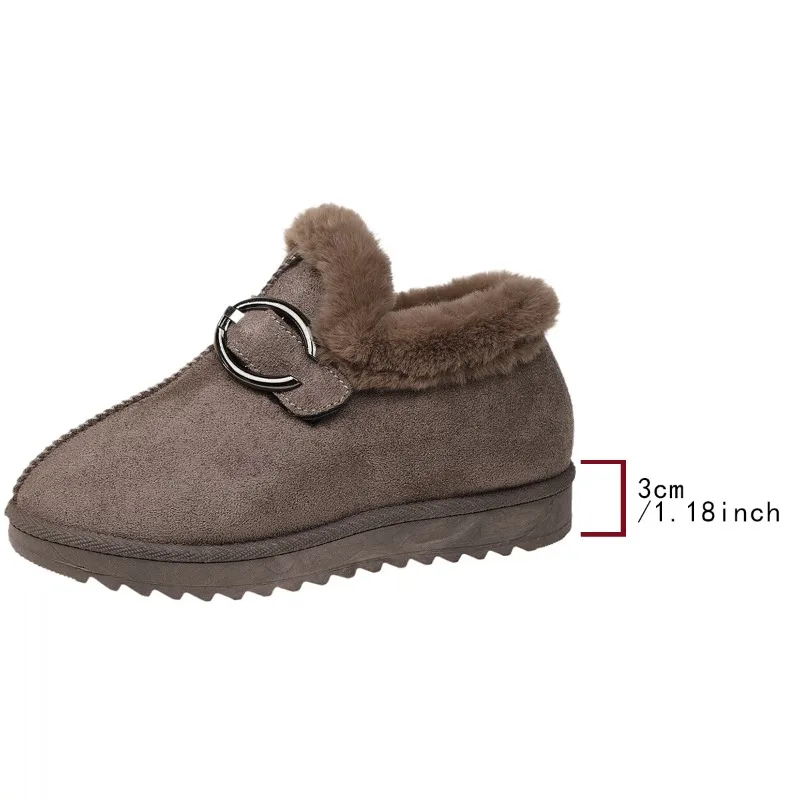 جولة تو المرأة عادية حذاء من الجلد جديد 2025 رقيق حذاء الثلج عالي الرقبة دافئ النساء مشبك أفخم الشتاء الراحة في الهواء الطلق حذاء مسطح النساء