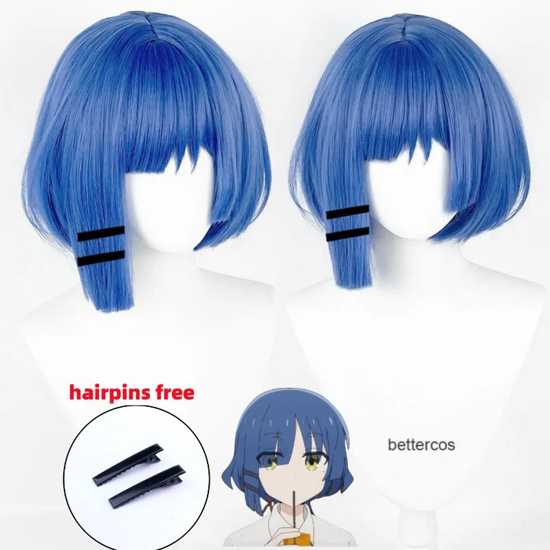 Yamada ryo cosplay peruca de alta qualidade anime bocchi a rocha! 30cm cabelo cinza azul resistente ao calor perucas de festa feminino + touca de peruca