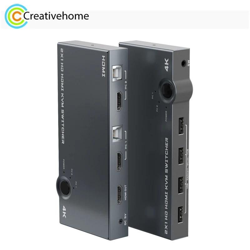 

2 In 1 Out 4K 60Hz KVM HDMI Switch USB Swltch Splitter Box HUB Support Free Switching Between 2 Computer Hosts