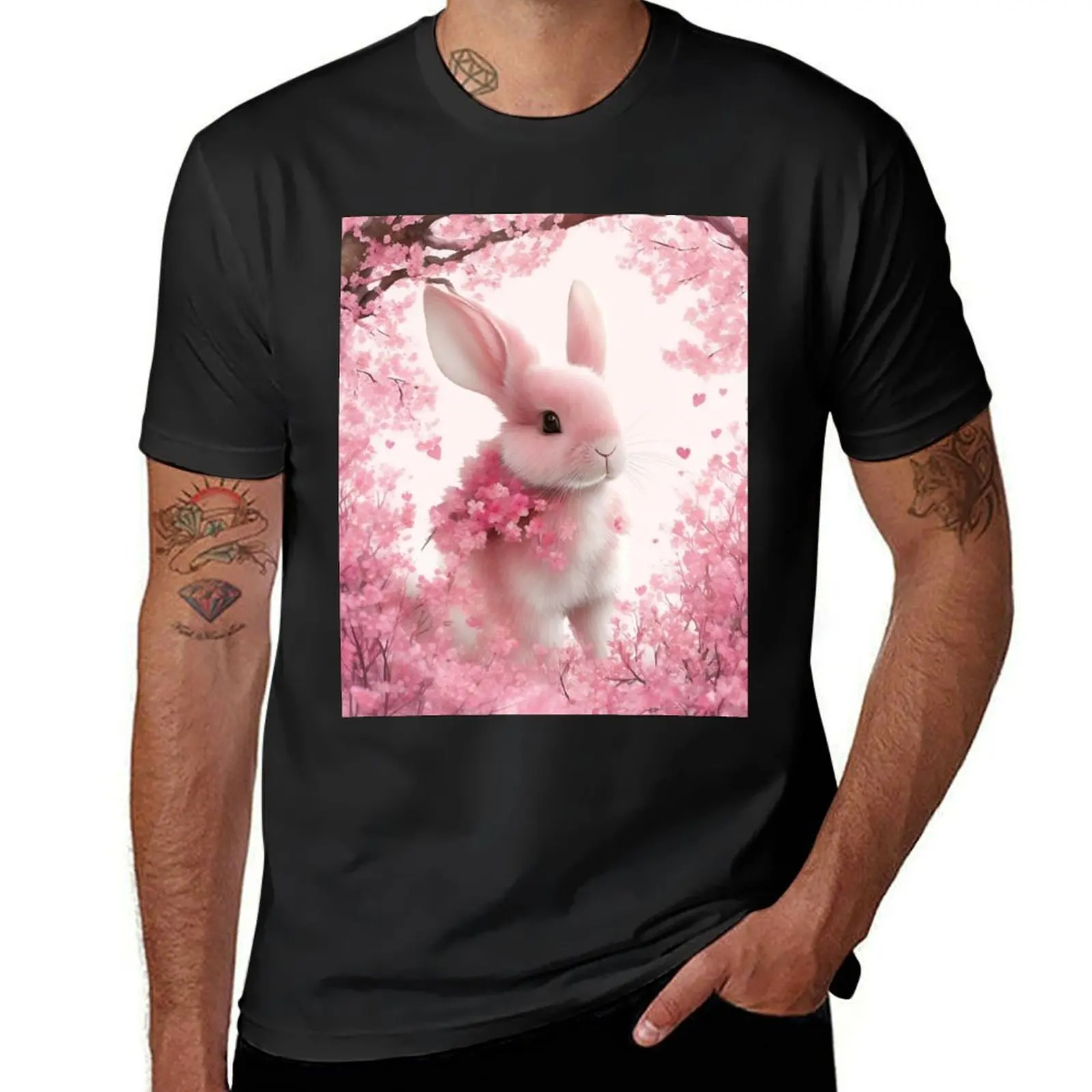 

Pink Bunny Heart, rabbit, kids, cute, children, flowers, animal T-Shirt sweat tops plain summer top mens tall t shirts