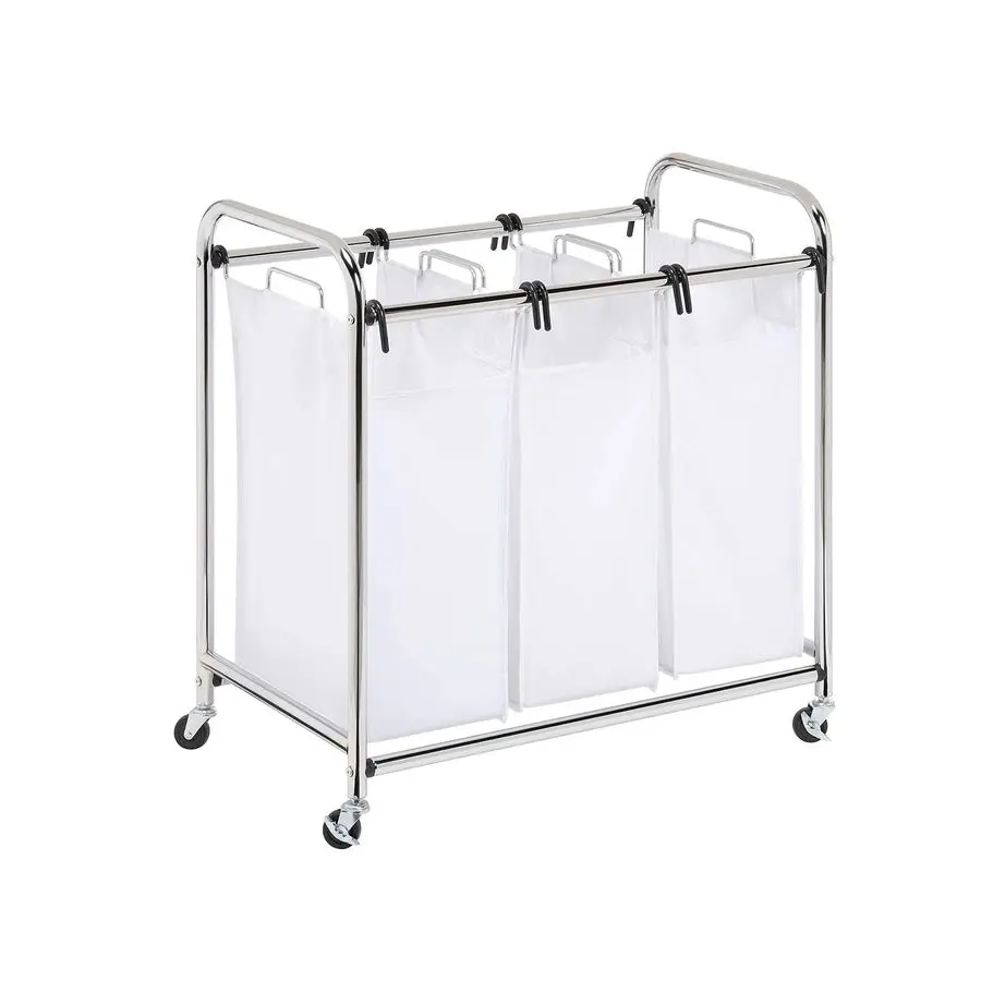 

SRT01235 HeavyDuty Triple Laundry Sorter, Chrome White 70 lbs