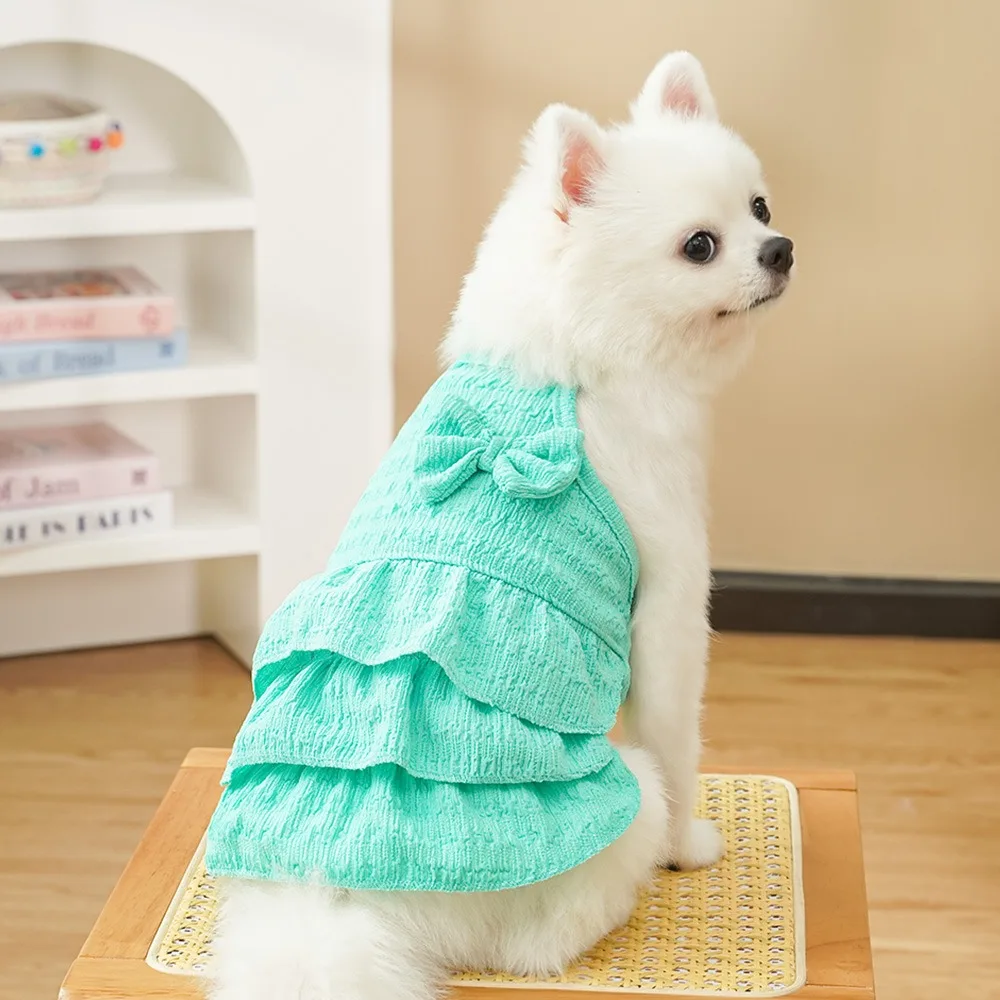 

Candy Color Dog Clothes Pet Princess Dress Teddy Summer Solid Color Halter Small and Medium Dog Clothing Female Dog's Dresses