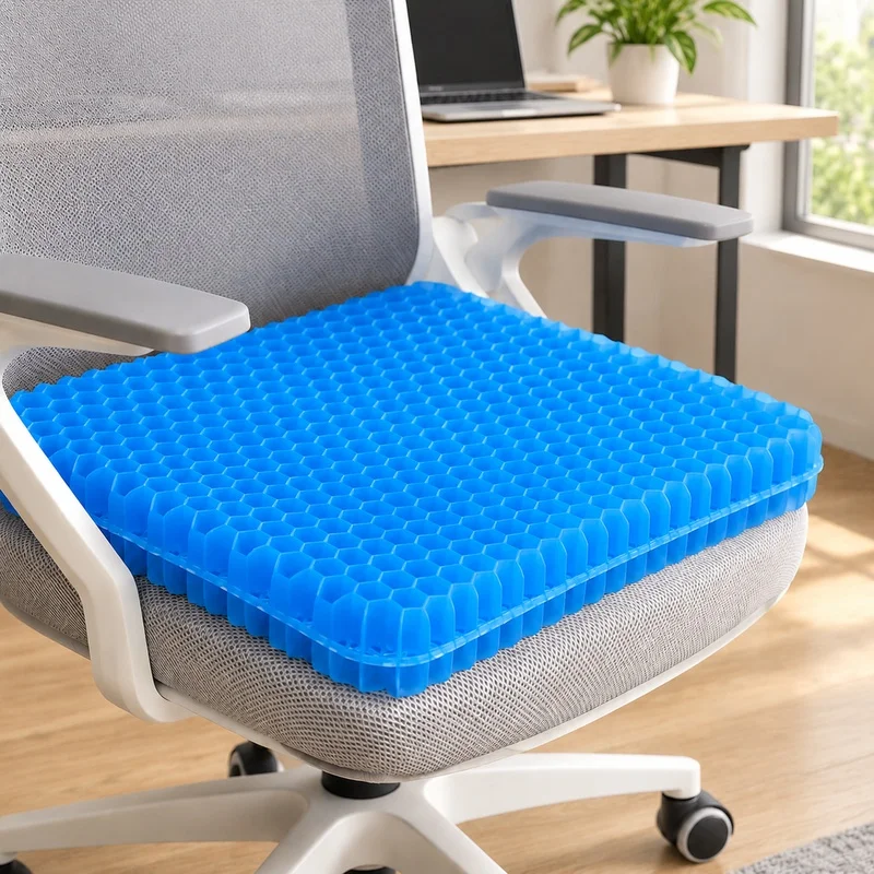 Ergonomic Gel Honeycomb Seat Pad with Ventilation, Pressure Relief for Back and Tailbone, Ideal for Office Chairs, Cars, and