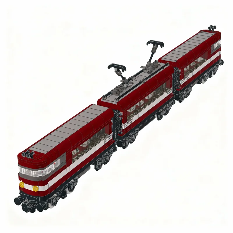 

866pcs MOC Dark Red Passenger Train Model Building Blocks Construction Toy Christmas Gifts DIY Creative Idea Education Birthday