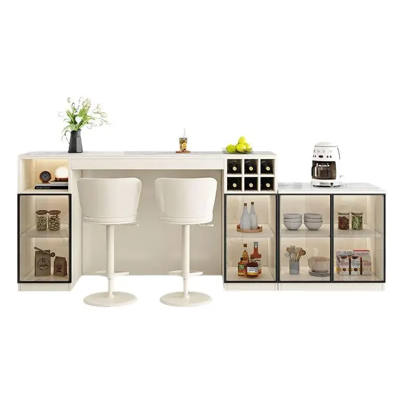 Light luxury bar table, modern and simple home living room, slate small apartment, island table, dining table, solid wood partit