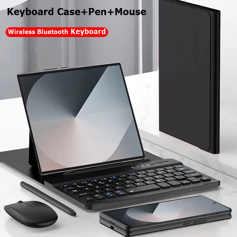 For OPPO Find N6 N5/OnePlus Open/OPPO FindN3 N2 N Keyboard Case Bluetooth PU Leather Casing with Pen Flip Cover Magnetic Bracket