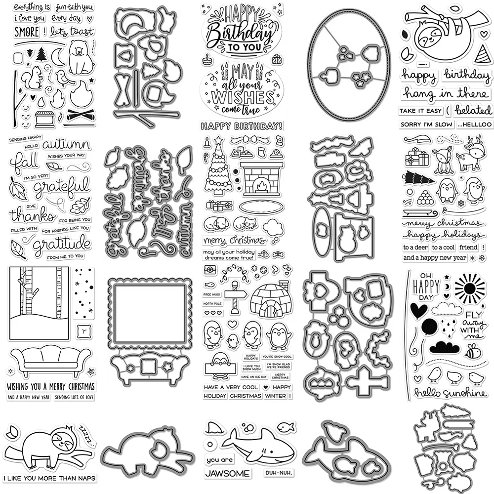 Navidad sueños Tobogán juntos sellos transparentes o troqueles de corte de Metal para manualidades DIY hacer tarjetas decoración de álbumes de recortes