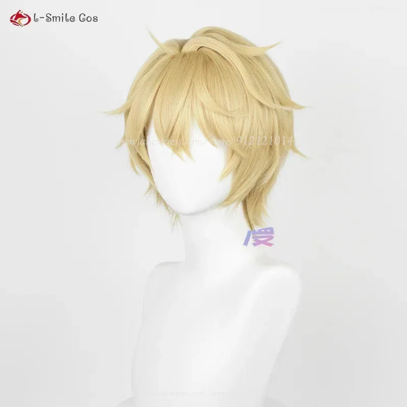 zz04zz12HSR ゲパルトコスプレ 30 センチメートルショートライトブロンド頭皮男性アニメウィッグ耐熱人工毛ハロウィンパーティー + ウィッグ