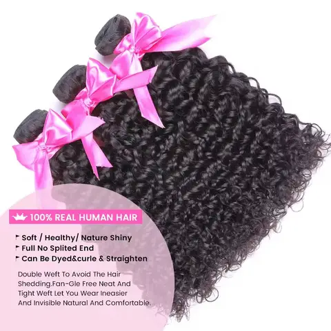 Curly Malaysia 100% Human Hair Bundles Weave Natural Black Remy Unprocessed Deep Wave Hair Double Weft Extensions For Women