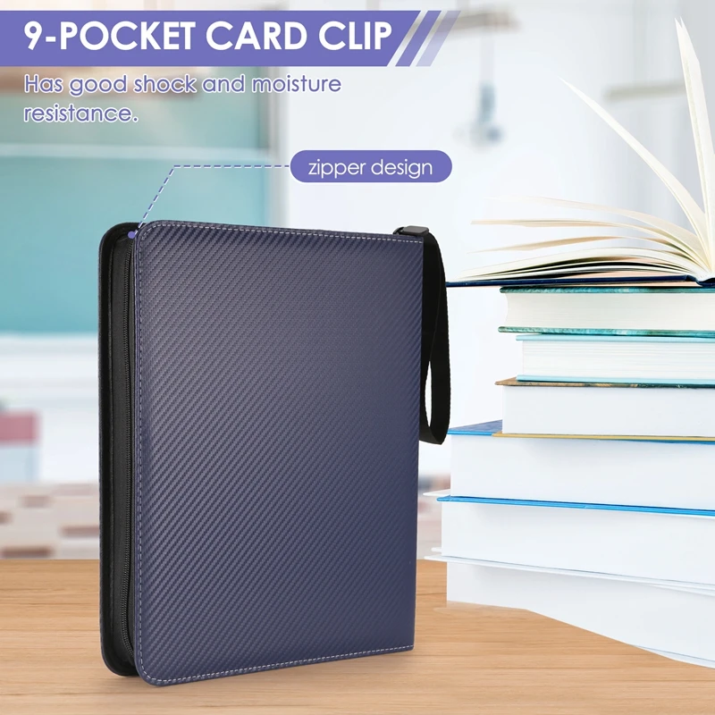 Trading Card Binder, 9 Pockets Baseball Card Binder Sleeves With Zipper, Card Case For Game/Football/Baseball Card-AC47