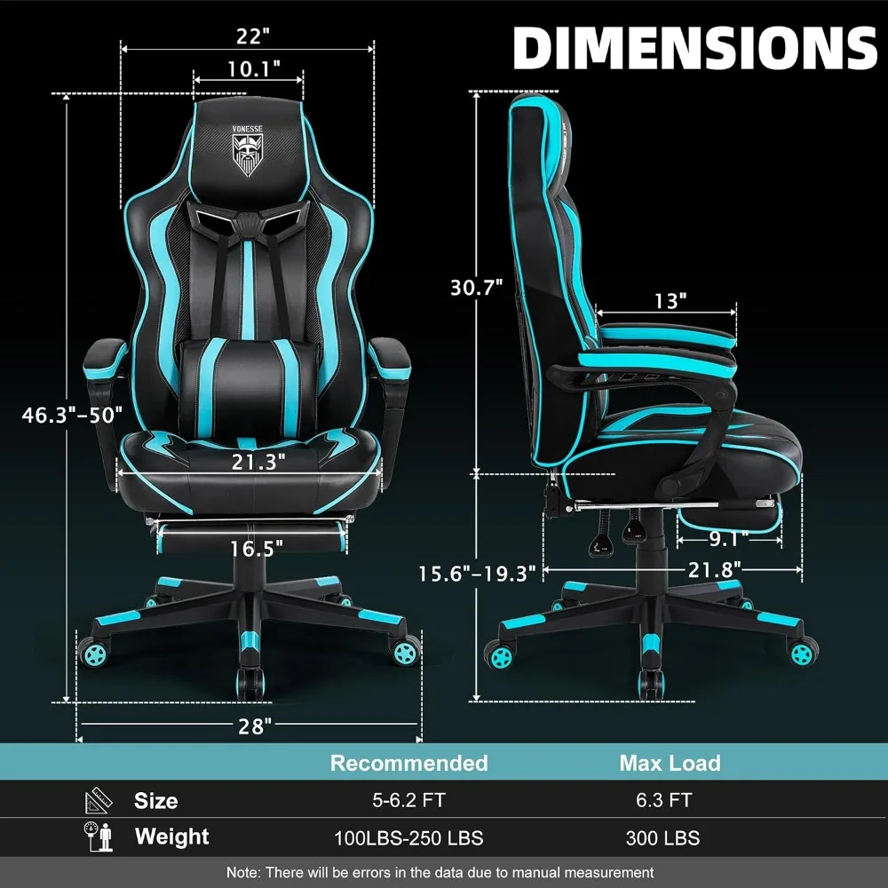Ergonomic Gaming Chairs with Footrest, Massage, and Lumbar Support for Adults view 3