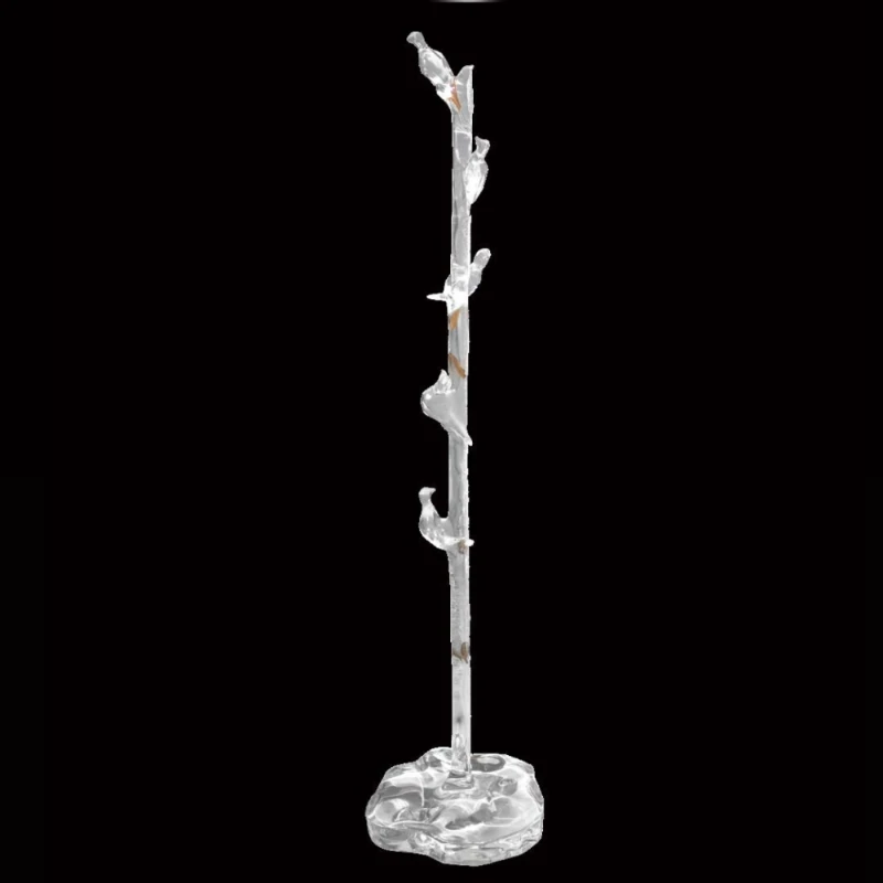 

Transparent platinum crystal sculpture coat rack artwork floor decoration