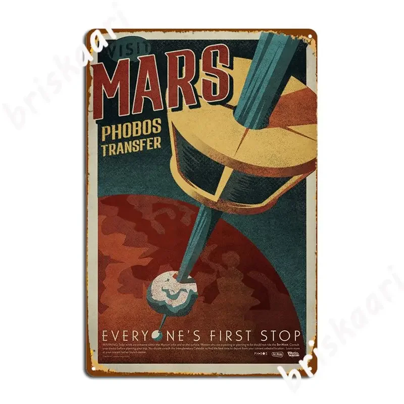 Visit Mars Metal Sign Cinema Garage Party Garage Decoration Design Tin Sign Poster