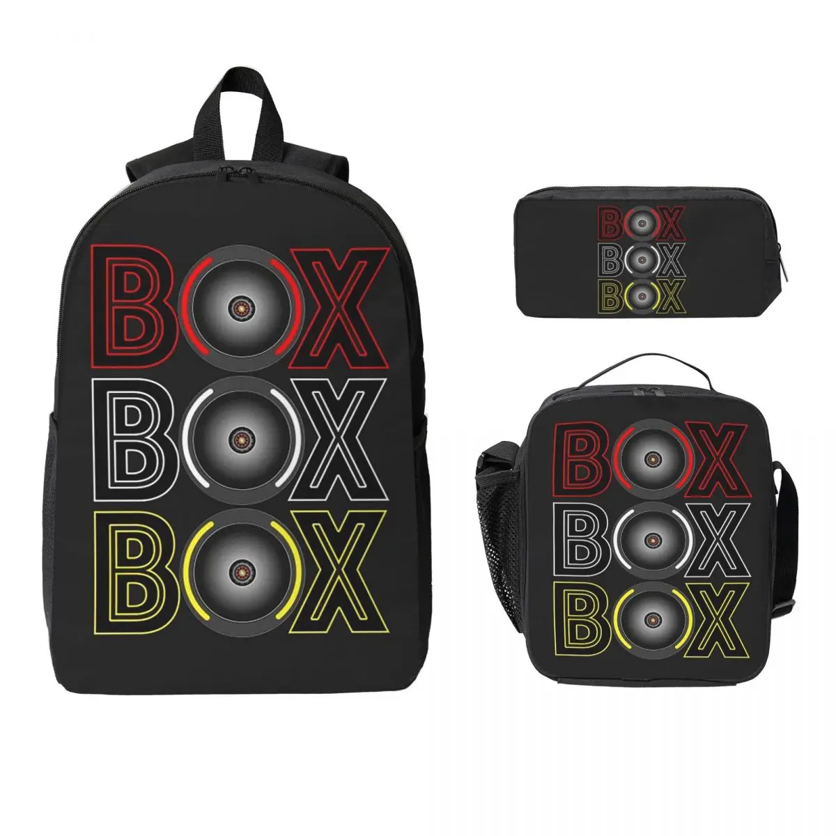 

Box Box Box F1 Tyre Compound Backpack Boys Girls BookBag School Bag Laptop Shoulder Bags 3ps Insulated Lunch Bag Pencil Case