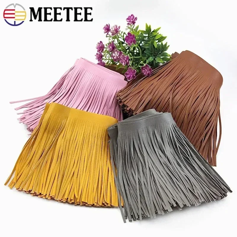 2Meters 10-30cm PU Leather Tassel Fringe Trim Faux Suede Ribbon Soft Long Fringes Clothes Bags Lace Decor Sewing Accessories