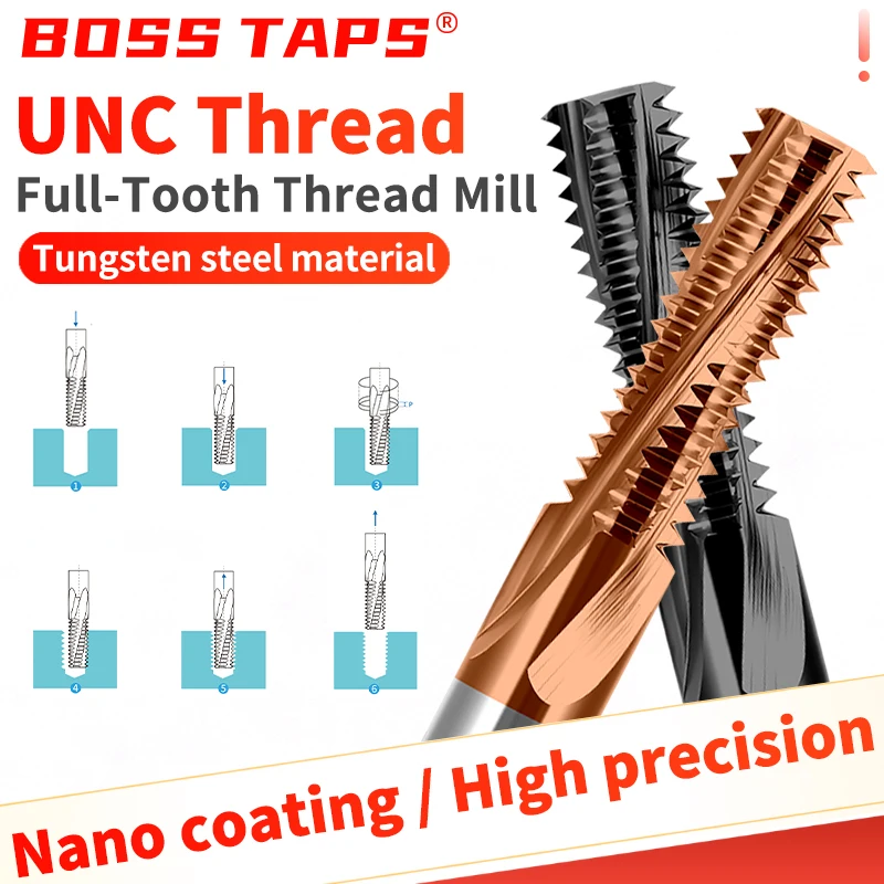 

Boss Taps CNC tungsten steel American standard thread full-flute tap milling cutter UNC for steel thread milling
