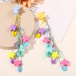 Harajuku Style Acrylic Five-Pointed Beaded Earrings Japanese Color Temperament Candy Color Pentagrams Earrings for Women