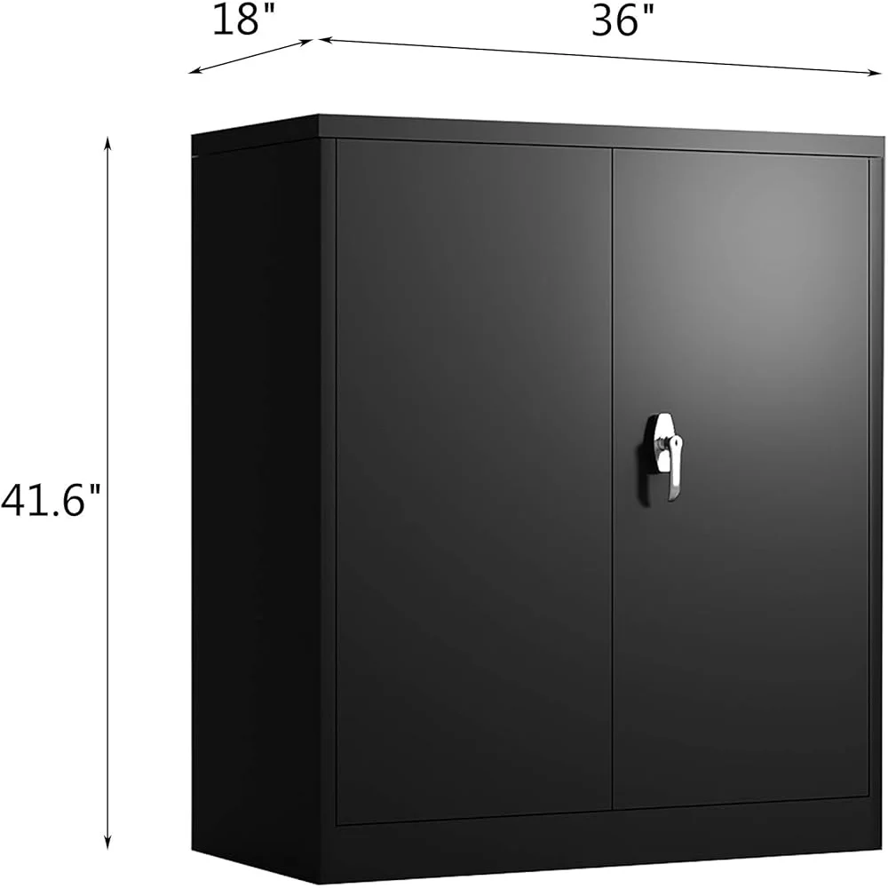 Locking Metal Cabinet Adjustable Shelves Storage Tools Office Garage Safe Heavy Duty Lockable Organizer Unit 41.6 Inch