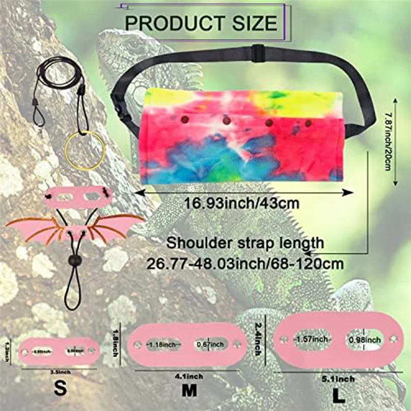 Torba transportowa dla jaszczurek i innych gadów, z linką do przewlekania, idealna na podróże, spacery i odpoczynki na zewnątrz, różowa.