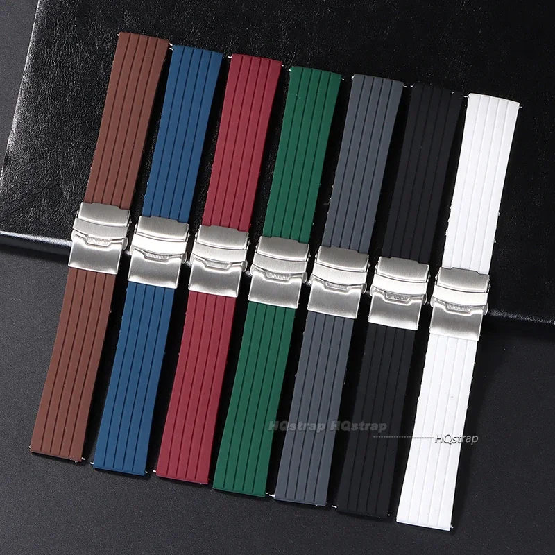 Silicone Rubber Watch Strap Deployment Buckle Band 18mm 20mm 22mm 24mm for Omega Watch Replace Strap for Seiko Sport Straps image 2