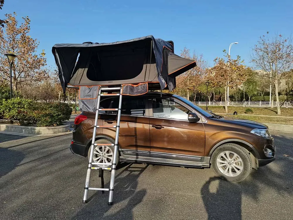 High Quality 2-Person SUV Truck Rooftop Tent Hard ABS Shell Aluminum Pole Straight Bracing Type Triple Layer Rip-Stop Waterproof