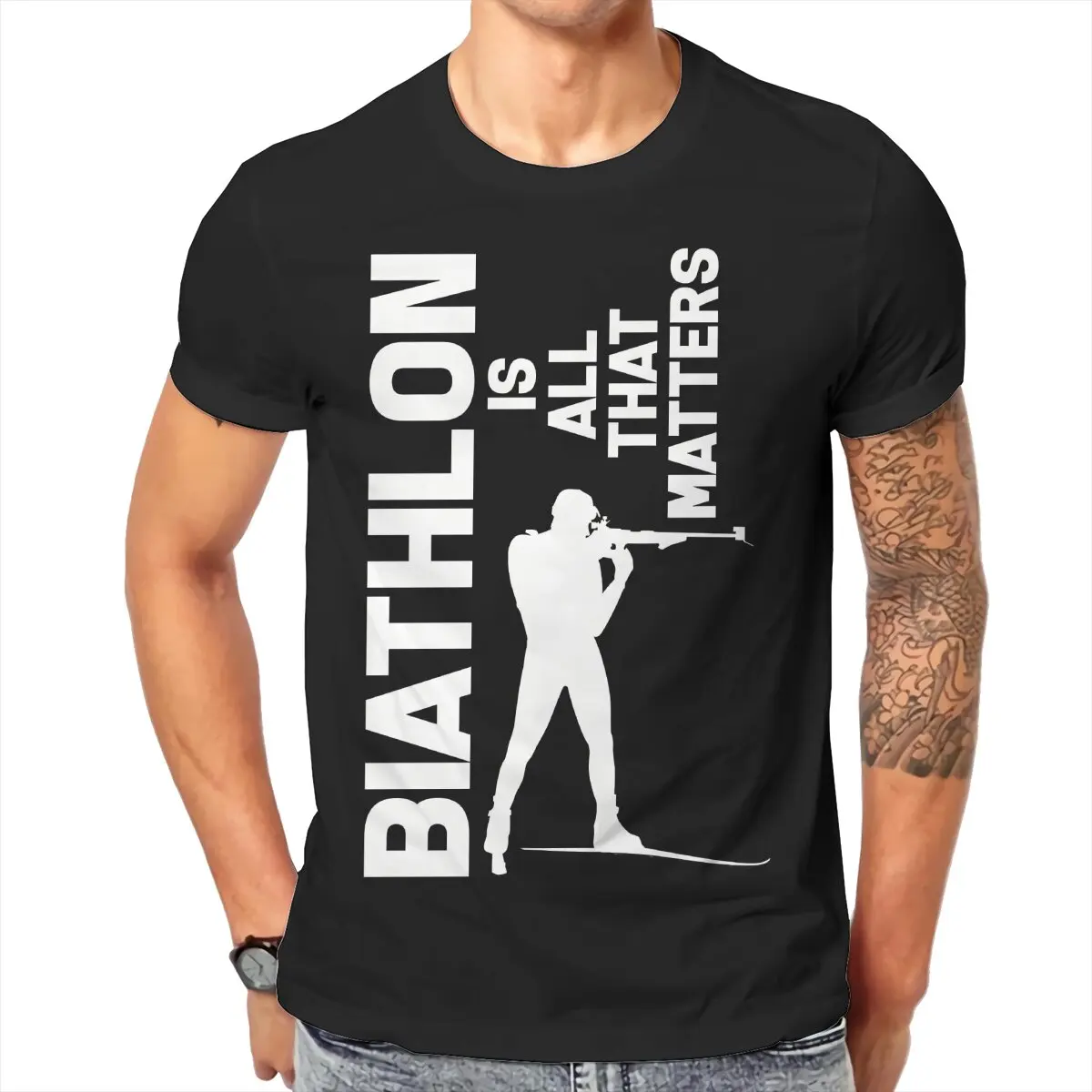 Biathlon Biathlete O Neck TShirt Shooting Sports Fabric Basic T Shirt Man's Tops Fashion Hot Sale