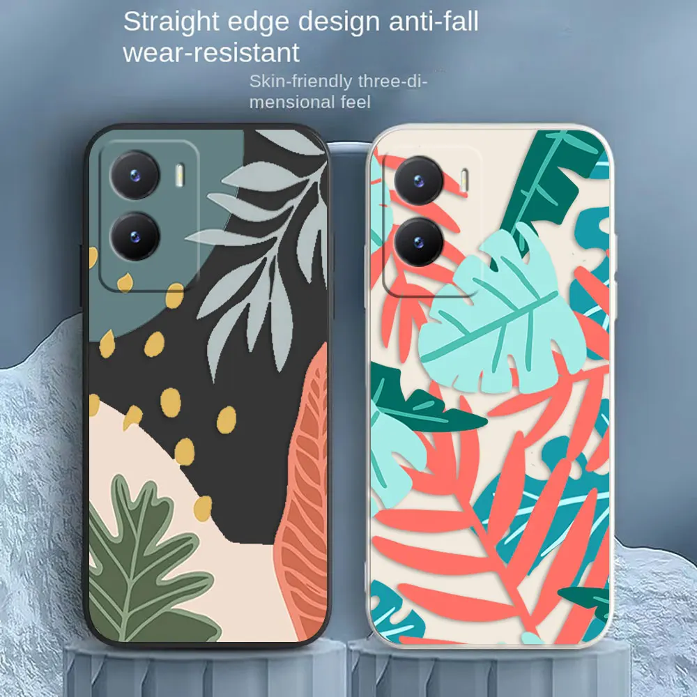 Leaves Patchwork Color Phone Case For VIVO Y55S Y30 Y31 Y33S Y55 Y35 Y51S Y52S Y53S Y66 Y71T Y73S Y77 5G Y83 Y85 Y93 Z3 Z6 Case