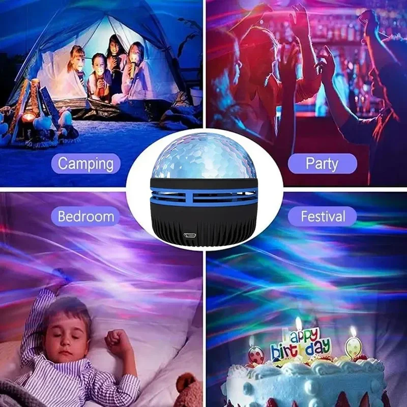 Lampada da poriezione a LED con luce notturna dell'aurora boreale Lampada da notte a LED con proiezione di telecomando USB plug-in per l'arredamento della camera da letto di casa