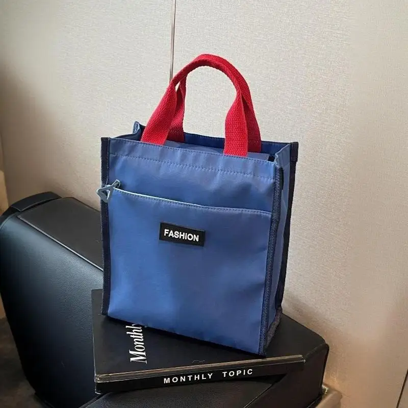 Canvas-Handtasche, Tragetasche mit großem Fassungsvermögen, Reißverschluss, tragbare Umhängetasche für Schüler, Schulbücher, Büro, tägliche Einkäufe. – Detail 1