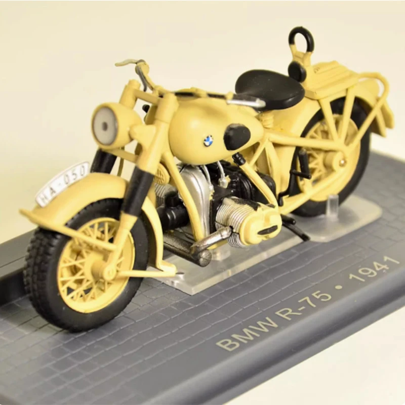 Diecast 1:24 Scale BMW R-75 1941 Motorcycle Simulation Alloy Car Model Static Display Collectible Toy Gift Souvenir Decration