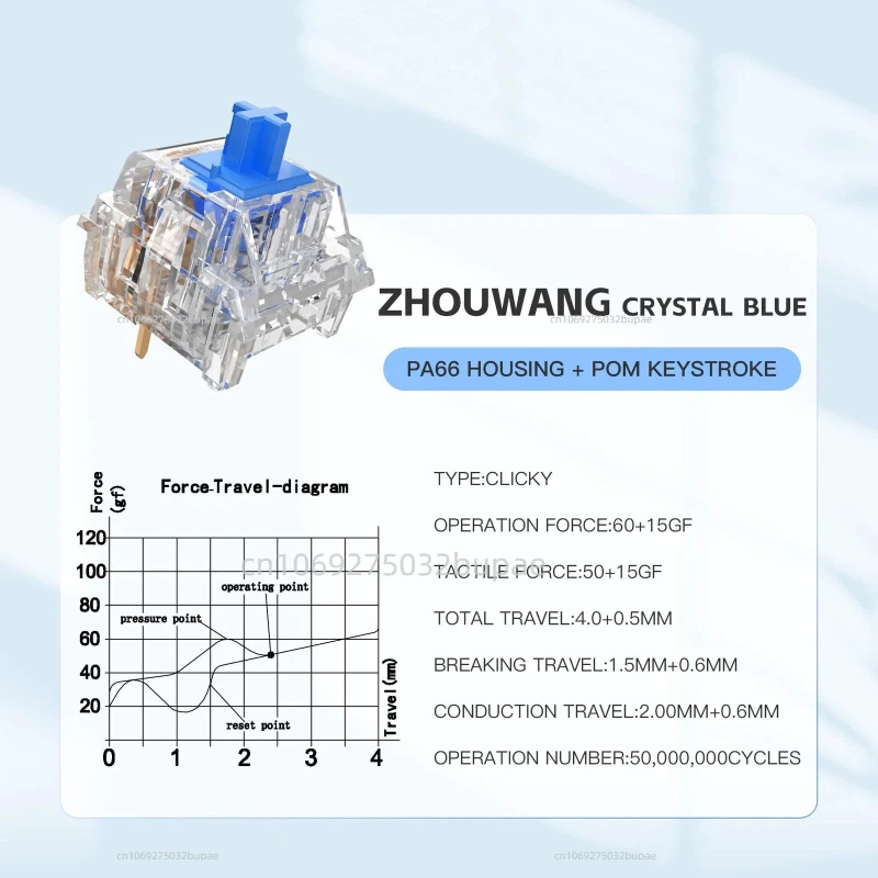 Blue Mechanical Keyboard Switches 3Pin Clicky Tactile Keycap Hot Swap Key Switch for Custom Mechanical Gaming Keyboard Keycaps - view 4