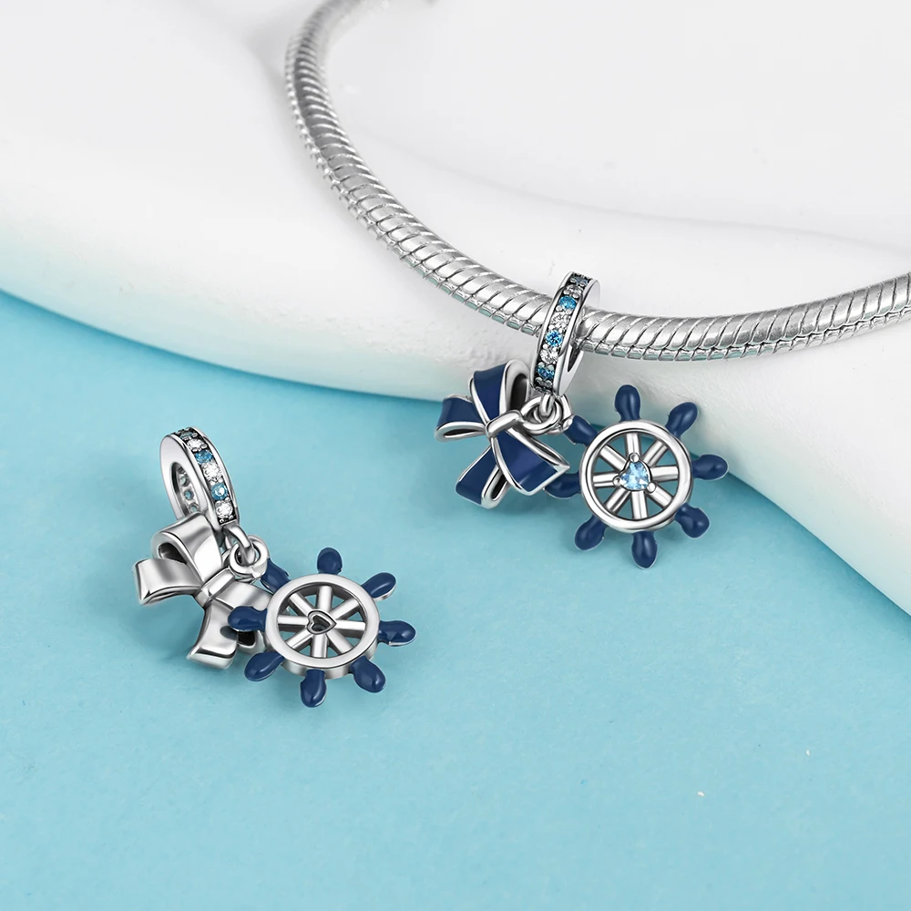 Ahthen 925 فضة رائجة البيع حبة السفينة الدفة ربطة العنق سحر صالح ثعبان سلسلة أساور القلائد للنساء صنع المجوهرات