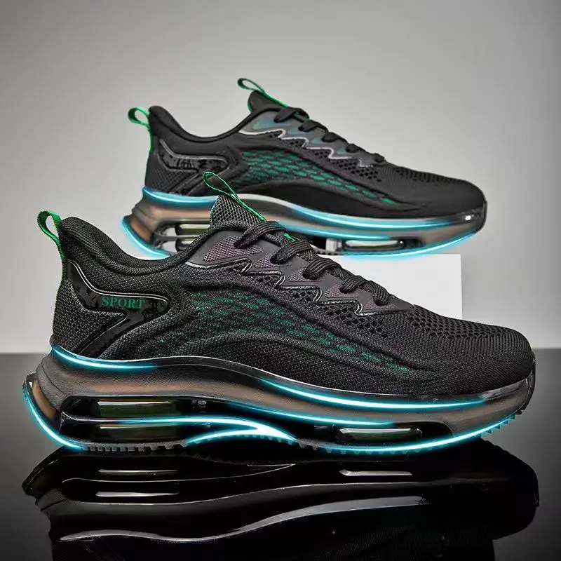 Men\'s shoes 2025 new full hand air cushion running shoes trend non-slip cushioning casual sports shoes summer dad tide shoes
