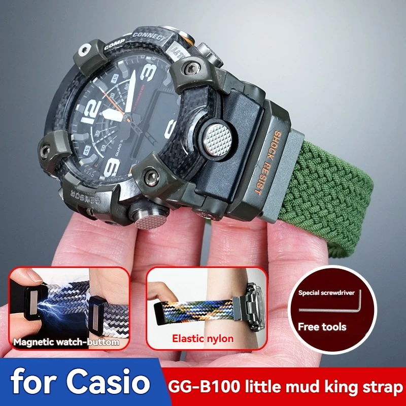 For Casio G-Shock GG-B100 Mudmaster / 3rd Gen Frogman/Elastic Nylon Replacement Watch Strap | Breathable Sports Band Accessories