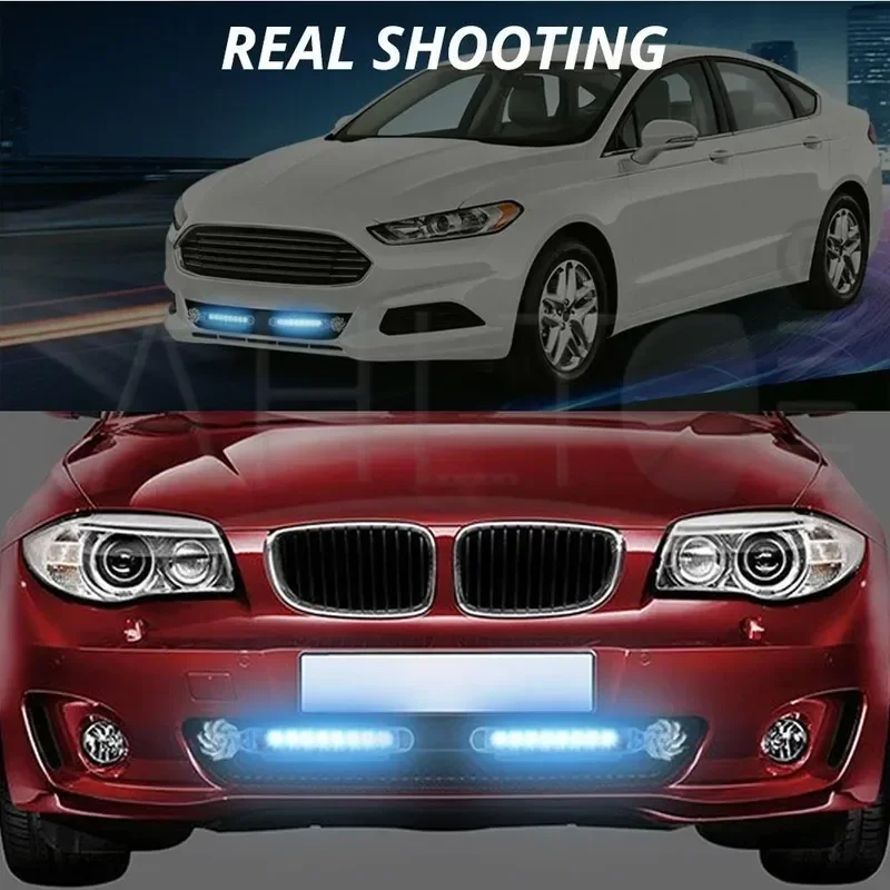 2/1pcs Wind Powered Car LED DayTime Running Light Auxiliary Lighting Rotation Fan Lamp Automobile Day Time Headlight led lights