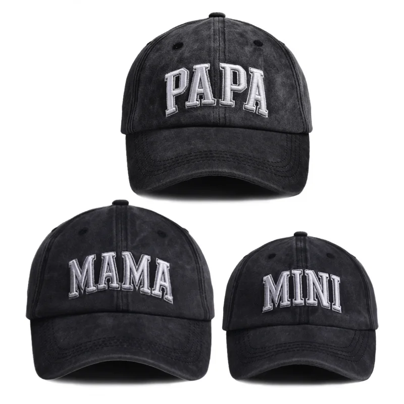 1/2/3 pc 2026 3D Letter Embroidered Parent-Child Solid Color Baseball Cap DAD PAPA MOM MINI Outdoor Sun Protection Visor Caps
