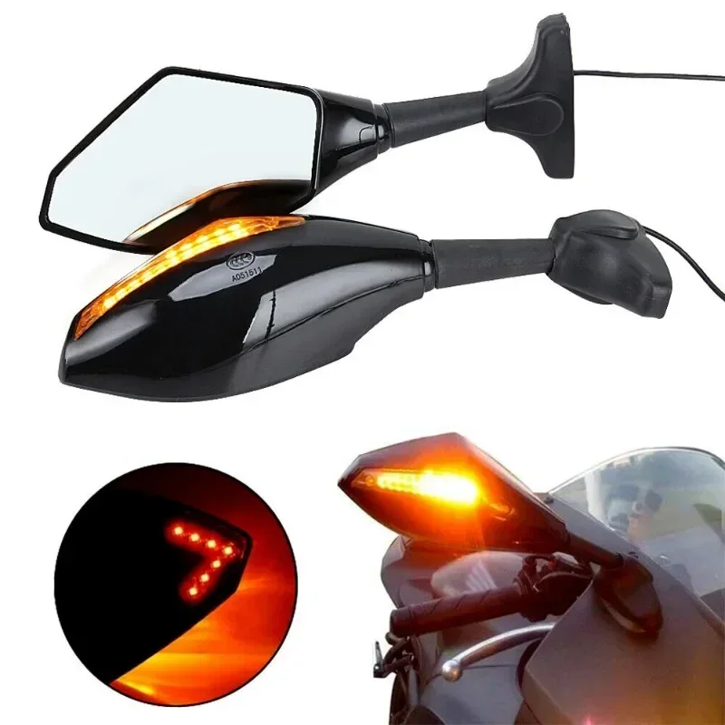 

Motorcycle Rearview Mirror Universal LED Turn Signal Mirrors for Yamaha YZF R1 R6 R6S FZR600 YZF-R1 YZF-R6 Honda Suzuki Kawasaki