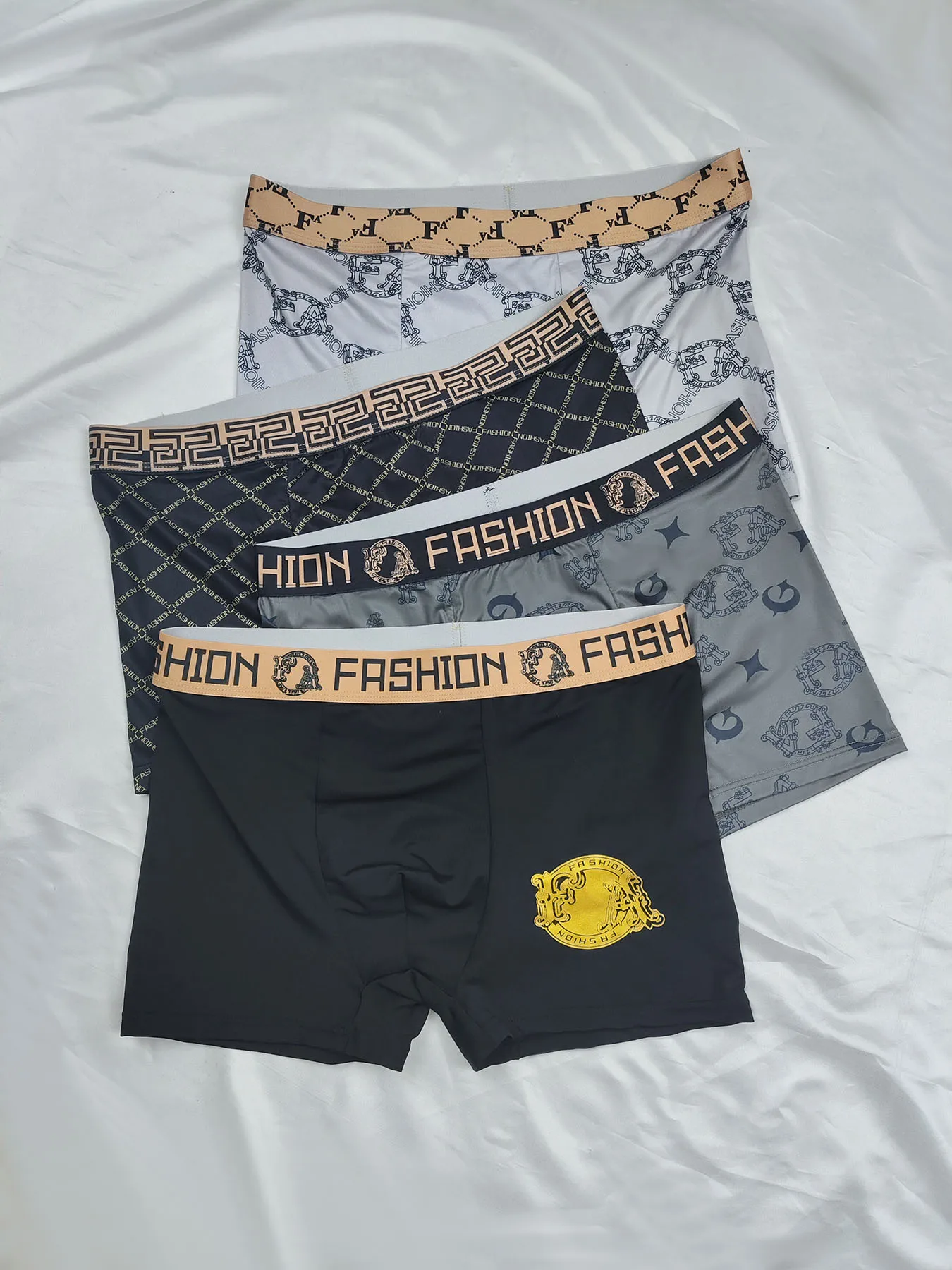 

Men's Polyester Boxer Briefs 4-Pack - Fashion-Printed Waistband, Stylish & Comfortable