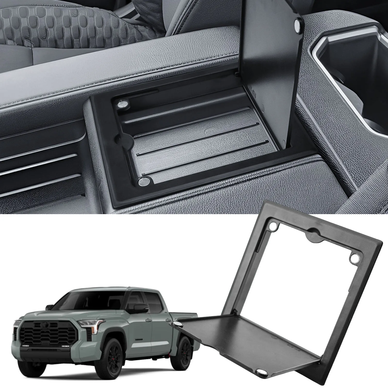 

For Toyota Tundra 2022-2024 2025 Center Console Hidden Handrail Privacy Storage Organizer Tray Armrest Hidden Pallet Manager Box