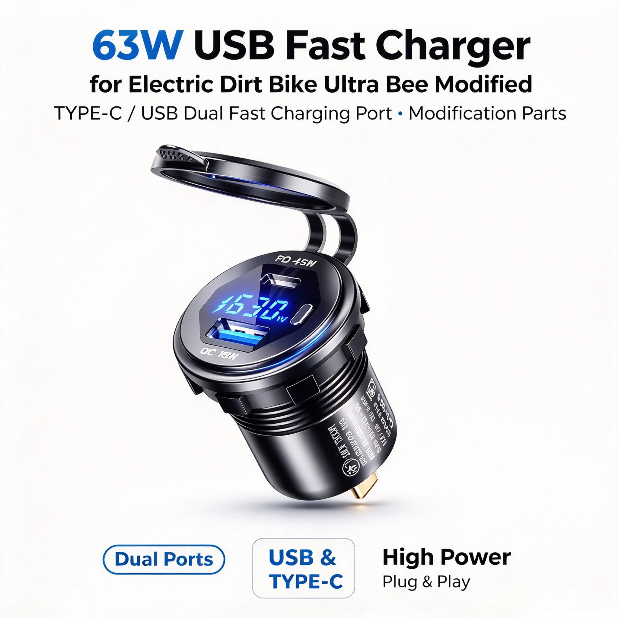 Electric Dirt Bike Ultra bee modified 63W USB fast charger USB Fast Charger Mod TYPE-C /USB dual fast charging port